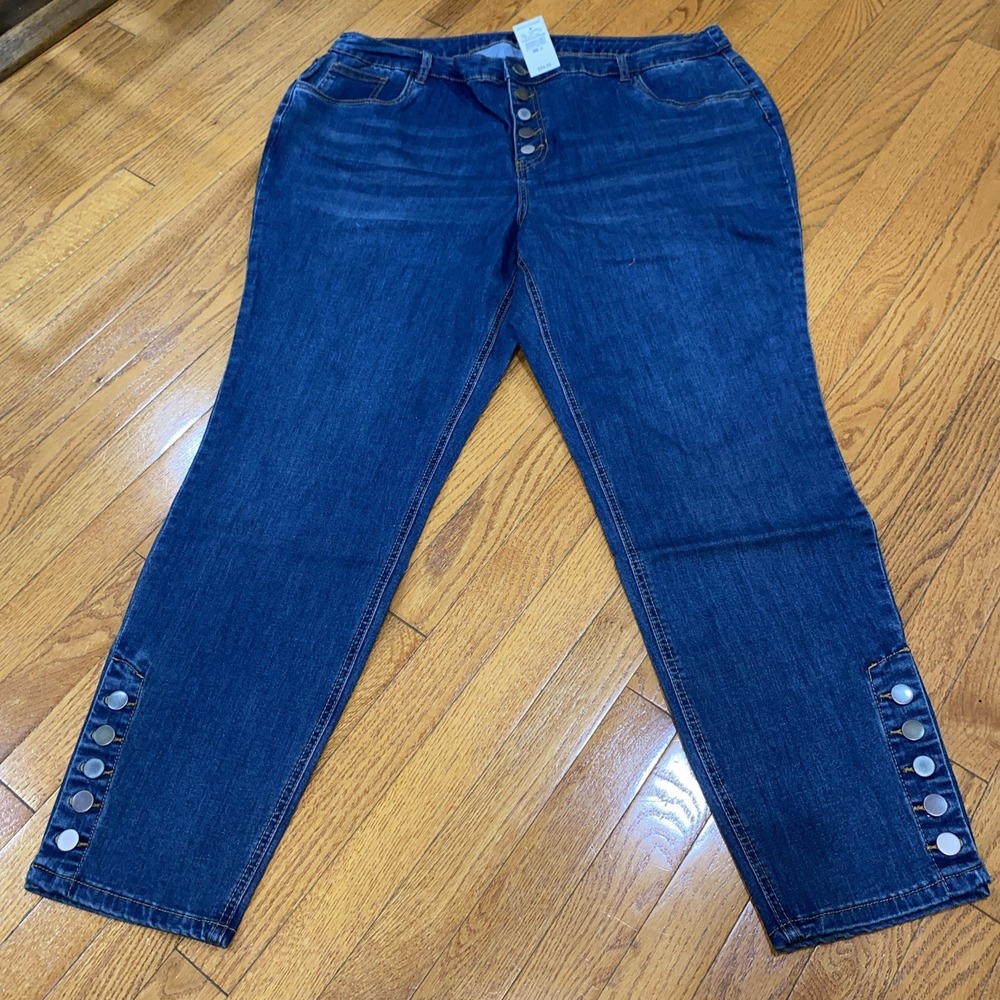 Ashley‎ Stewart  Blue Jeans Size 22 Side Button Up Fly Buttons
